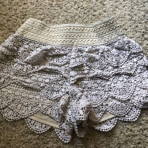 Ivory lace shorts